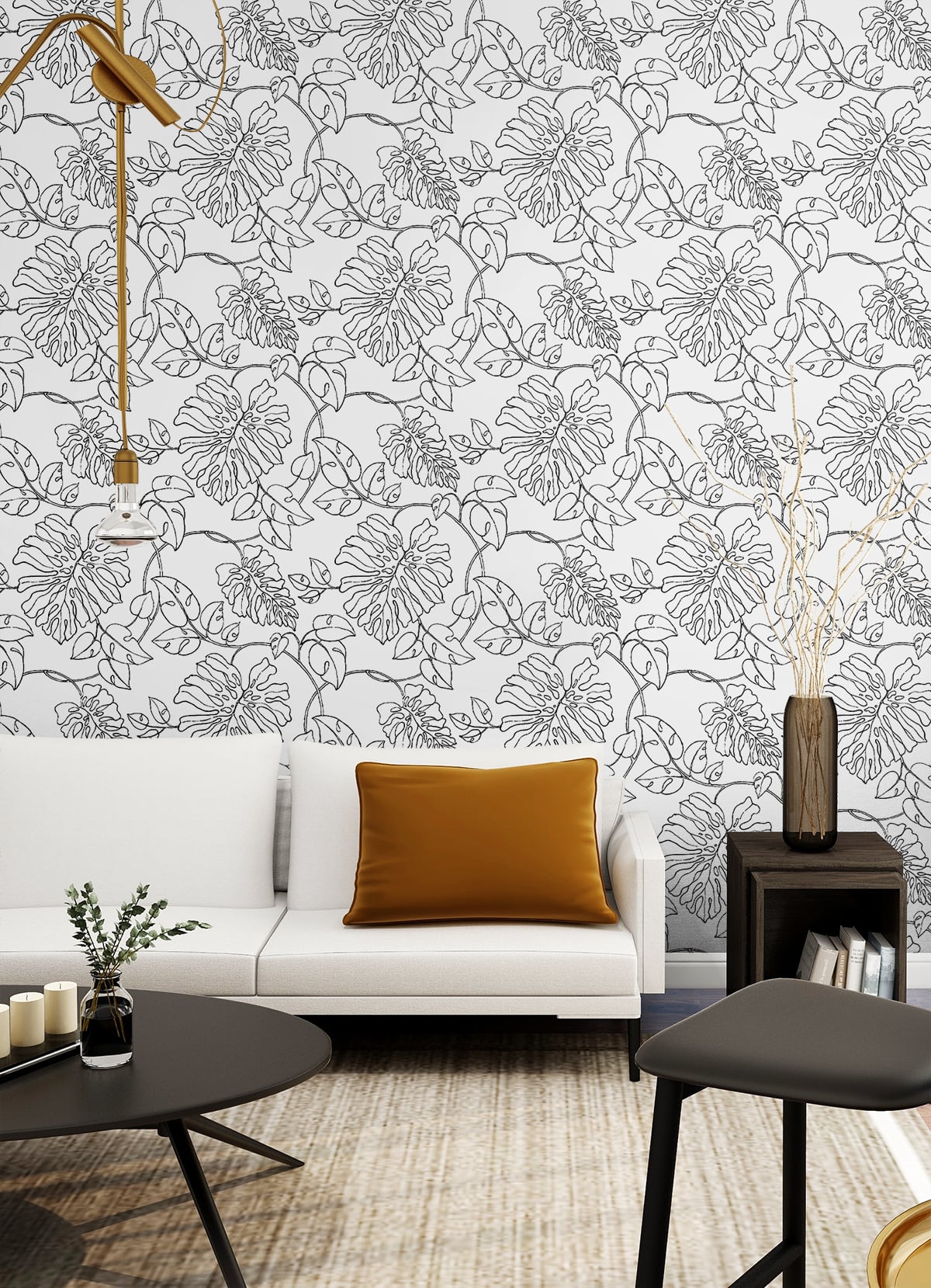 NextWall Peel & Stick Tropical Linework Designer Wallpaper NW40508